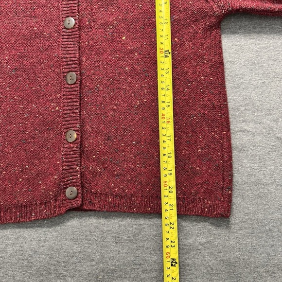 Vintage Pendleton 100% Virgin Wool Speckled Red Knit Cardigan Sweater Sz Small - Picture 6 of 10